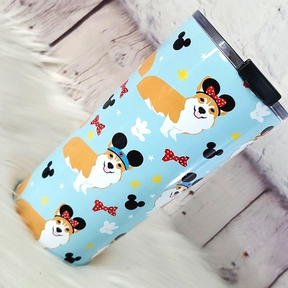 Pembroke Welsh Corgi Dog Puppy Disney Mickey Mouse Ears Stainless Steel Tumbler - Picture 10 of 15